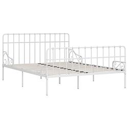 Foto van The living store metalen bedframe - wit - 204 x 205 x 95 cm - bloempatroon - lattenbodem - montage vereist