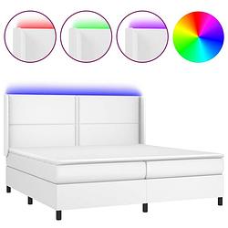 Foto van Vidaxl boxspring met matras en led kunstleer wit 200x200 cm