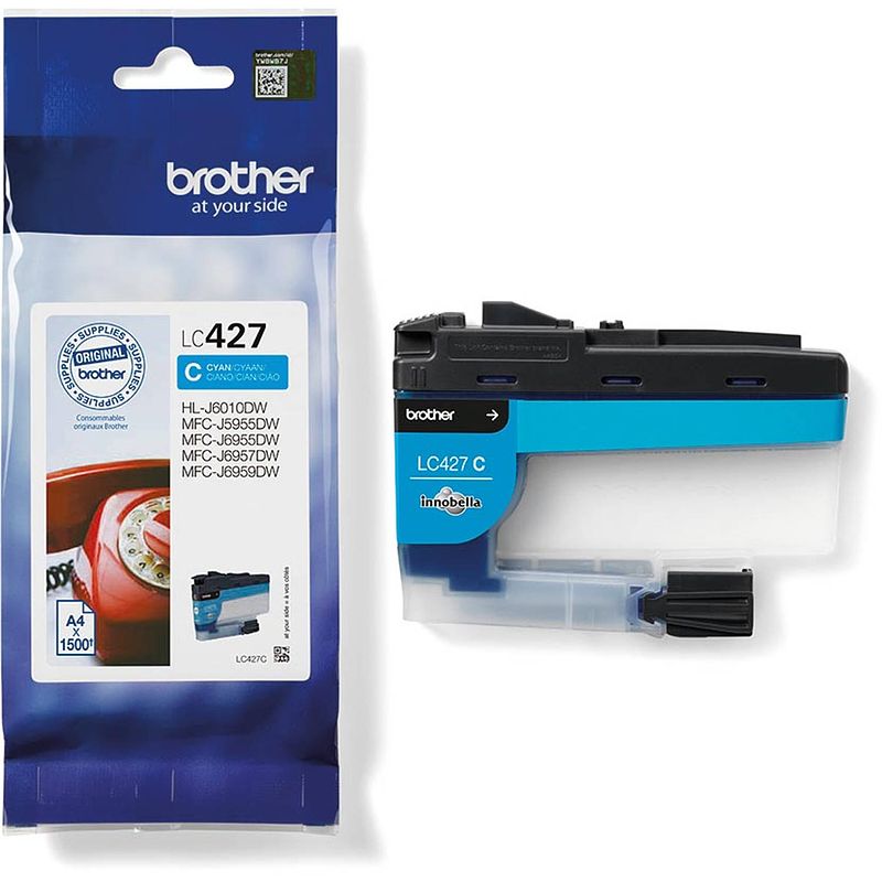 Foto van Brother inktcartridge, 1.500 pagina's, oem lc-427c, cyaan 5 stuks