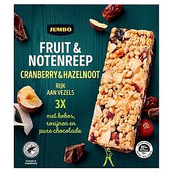 Foto van Jumbo fruit & notenreep cranberry & hazelnoot 3 stuks