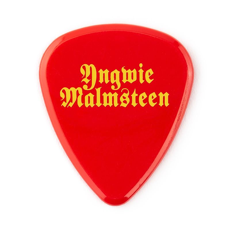 Foto van Dunlop yjmr02rd yngwie malmsteen custom delrin pick red 2.0 mm plectrumset (24 stuks)