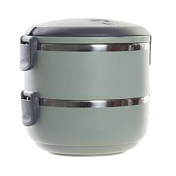 Foto van Stapelbare thermische lunchbox / warme maaltijd box - groen - 16 x 15 cm - lunchboxen