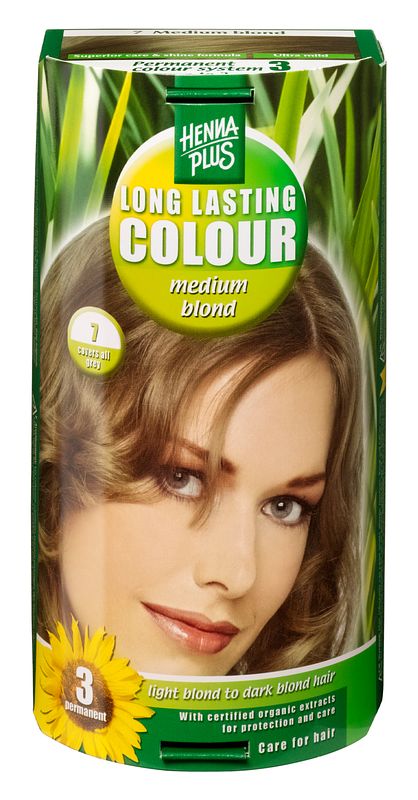 Foto van Hennaplus long lasting colour 7 medium blond 100ml