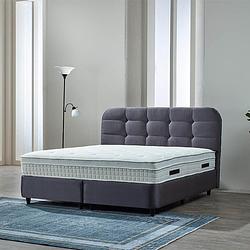 Foto van 2-persoons boxspring met opbergruimte rondo - antraciet - antraciet 180x200 cm - pocketvering - inclusief topper - dekbed-discounter.nl