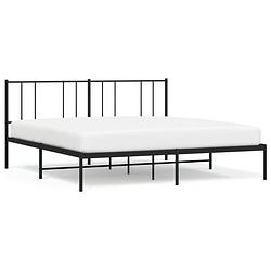 Foto van The living store classic metalen bedframe - robuust - extra opbergruimte - zwart - 219 x 187 x 90 cm