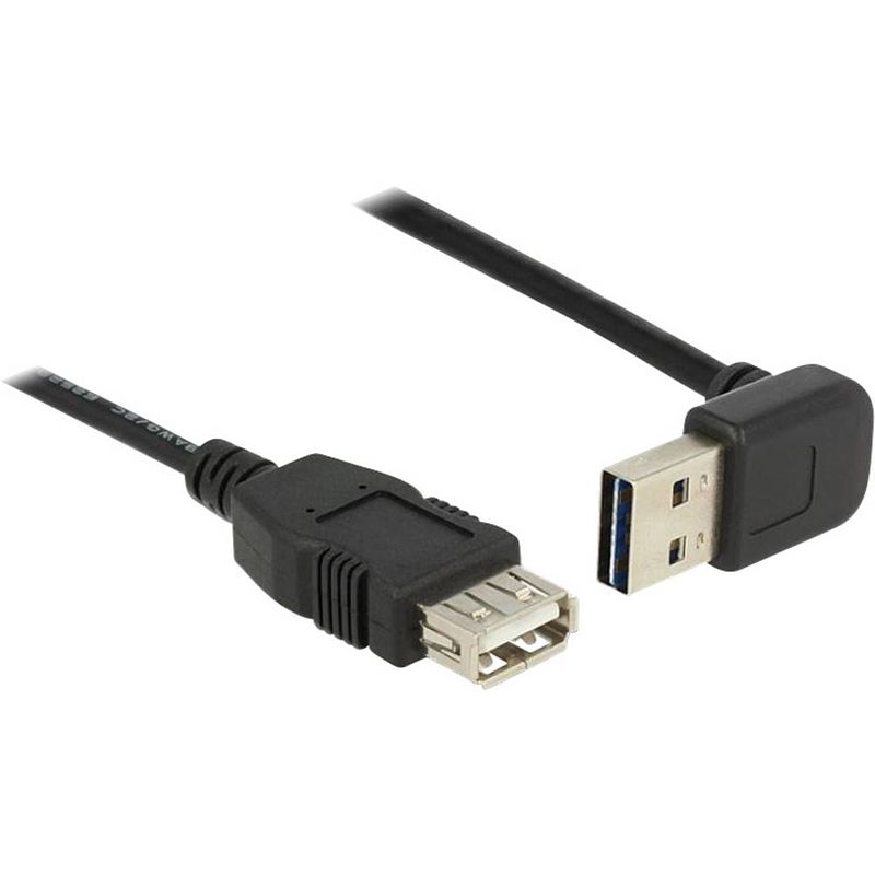 Foto van Delock usb-kabel usb 2.0 usb-a stekker, usb-a bus 1.00 m zwart stekker past op beide manieren, vergulde steekcontacten, ul gecertificeerd 83547