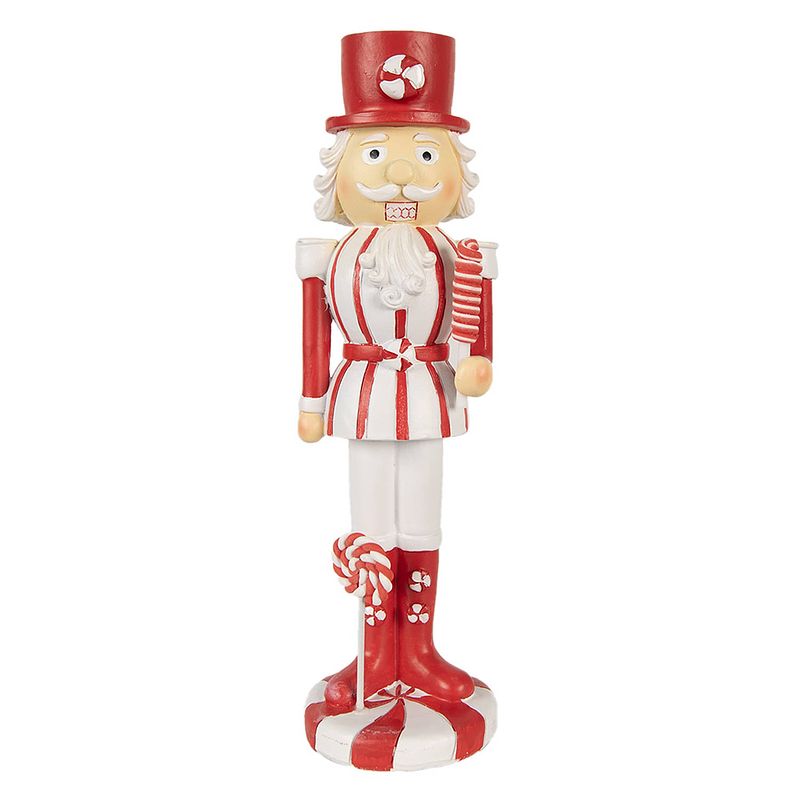 Foto van Clayre & eef kerstdecoratie beeld notenkraker 23 cm rood wit polyresin kerstfiguren rood kerstfiguren