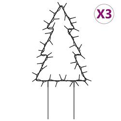 Foto van Vidaxl kerstverlichting kerstboom 3 st met grondpinnen 50 led'ss 30 cm