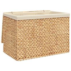 Foto van The living store wasmand rustieke charme - 75x42.5x52 cm - waterhyacint - metaal - crèmewit