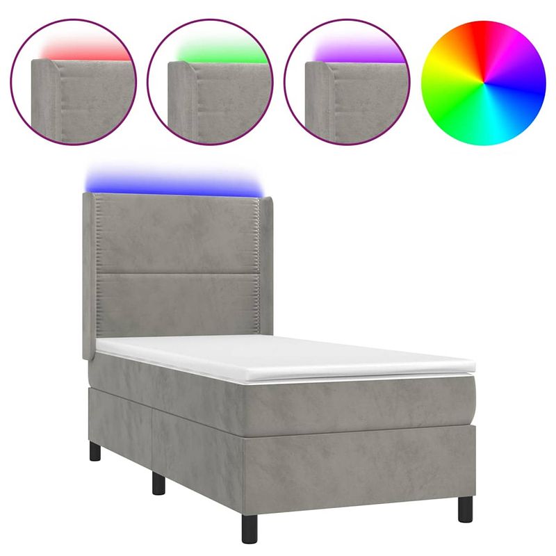 Foto van The living store boxspring bed - led - soft velvet - adjustable headboard - pocket spring mattress - skin-friendly