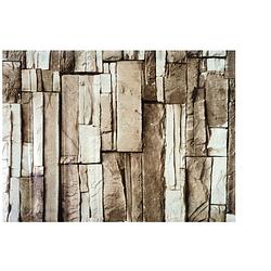 Foto van Decoratie plakfolie - 3x - lichtbruin steen patroon - 45 cm x 2 m - zelfklevend - meubelfolie