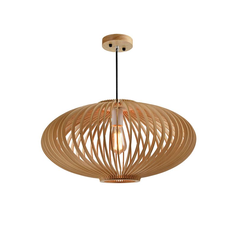 Foto van Quvio hanglamp hout rond 58cm - quv5045l-wood