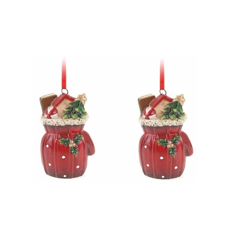 Foto van 2x kersthangers cadeauzak 8 cm kerstboomversiering - kersthangers