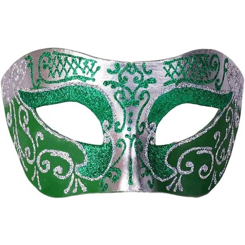 Foto van Venetiaans glitter oogmasker groen/zilver