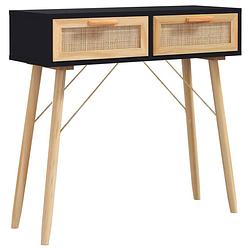 Foto van The living store wandtafel scandinavisch design - zwart - 80 x 30 x 75 cm - 2 lades