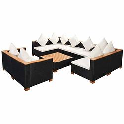 Foto van Vidaxl loungeset poly rattan hkc zwart 27-delig