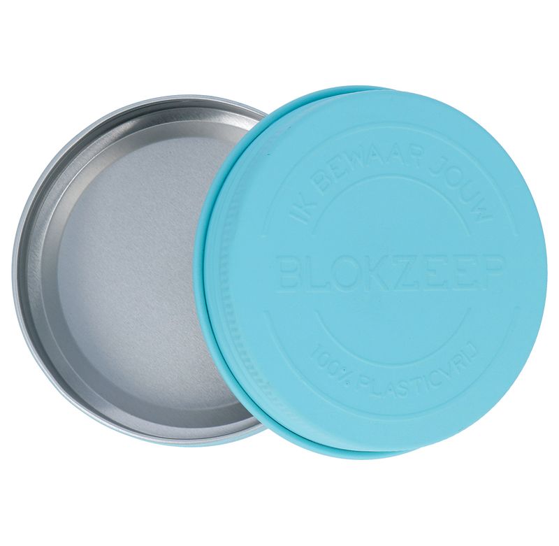 Foto van Blokzeep aluminium blikje rond - voor shampoo, conditioner of face bar