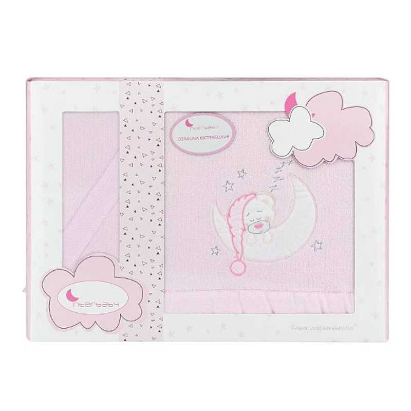 Foto van Interbaby beddengoed beertje 106 cm fleece roze 3-delig