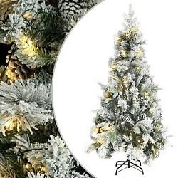 Foto van Vidaxl kerstboom met led's, dennenappels en sneeuw 225 cm pvc en pe