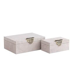 Foto van Ptmd hazael beige suede box golden handle set of 2