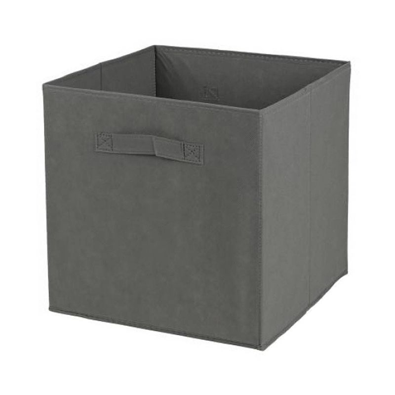 Foto van Urban living opbergmand/kastmand square box - karton/kunststof - 29 liter - donker grijs - 31 x 31 x 31 cm - opbergmande