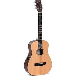 Foto van Sigma guitars tm-12e natural satin elektrisch-akoestische reisgitaar met gigbag