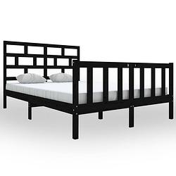 Foto van Vidaxl bedframe massief grenenhout zwart 150x200 cm 5ft king size