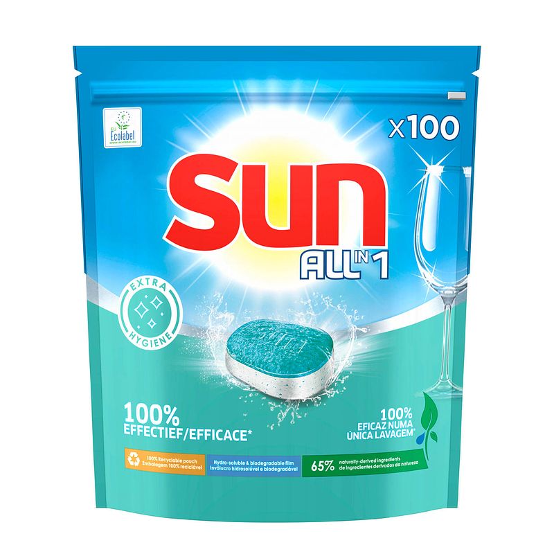 Foto van Sun - all-in one - vaatwastabletten - hygiëne - voordeelverpakking 2 x 100 tabs