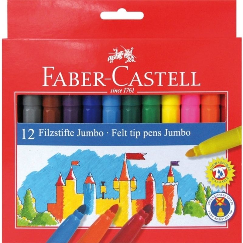 Foto van Viltstiften faber castell jumbo 12 stuks karton etui