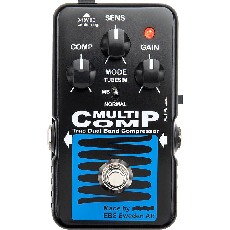 Foto van Ebs multicomp blue label true dual band compressor basgitaar effectpedaal