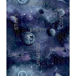 Foto van Good vibes behang galaxy planets and text zwart en paars