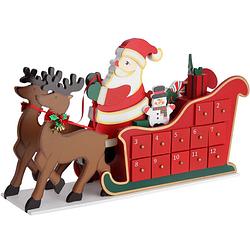 Foto van Advent kalender kerstman met arrenslee en rendieren, inclusief lades