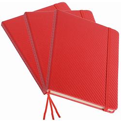 Foto van Pakket van 3x stuks schoolschriften/notitieboeken a5 harde kaft gelinieerd rood - notitieboek