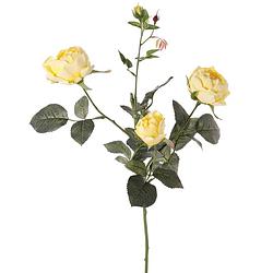 Foto van Top art kunstbloem roos ariana - geel - 73 cm - kunststof steel - decoratie bloemen - kunstbloemen