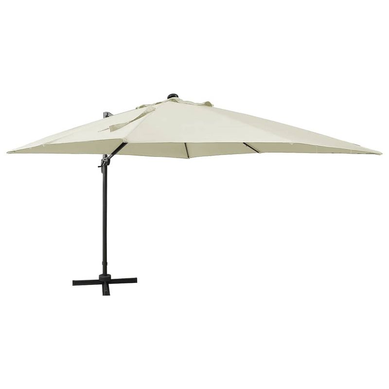 Foto van Vidaxl zweefparasol met paal en led-verlichting 300 cm zandkleurig