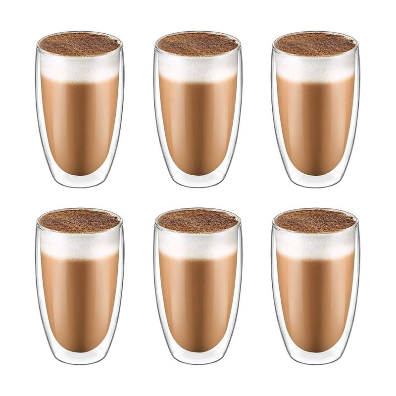 Foto van Krumble latte macchiato glas dubbelwandig 400ml - set van 6