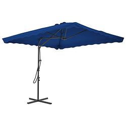 Foto van Vidaxl parasol met stalen paal 250x250x230 cm blauw