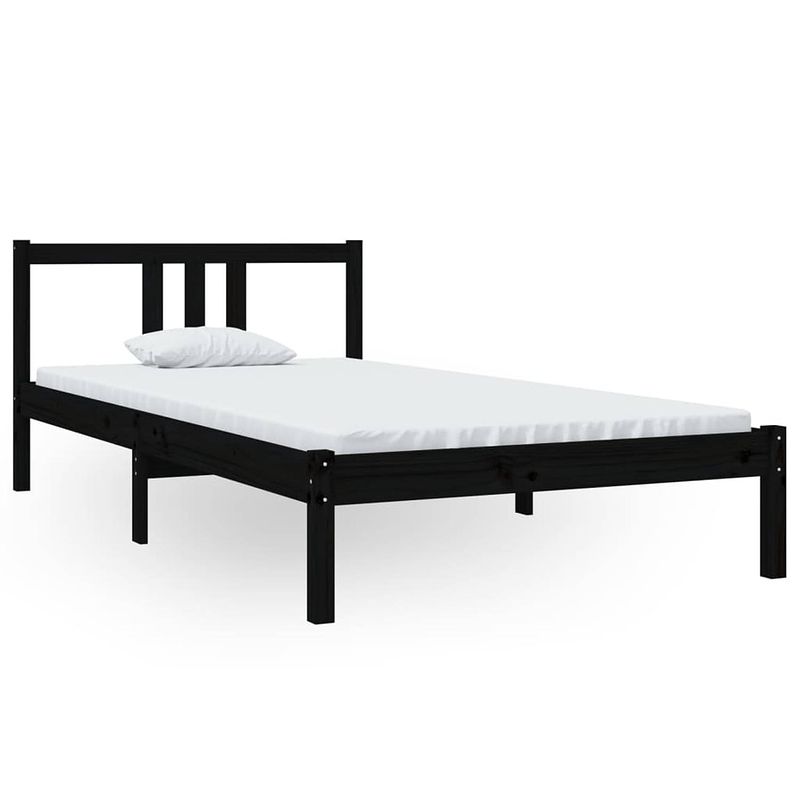 Foto van The living store houten bedframe - eenpersoonsbed 100x200 - massief grenenhout - stabiel en comfortabel