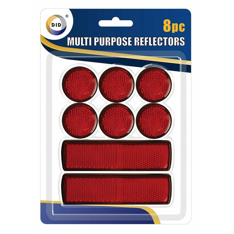 Foto van Pakket van 8x multifunctionele zelfklevende rode reflectoren/fietsreflectoren - fietsreflectoren