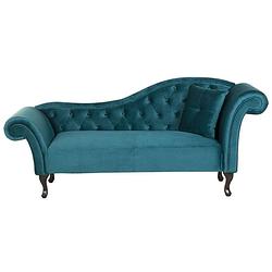 Foto van Beliani lattes - chaise longue-blauw-fluweel