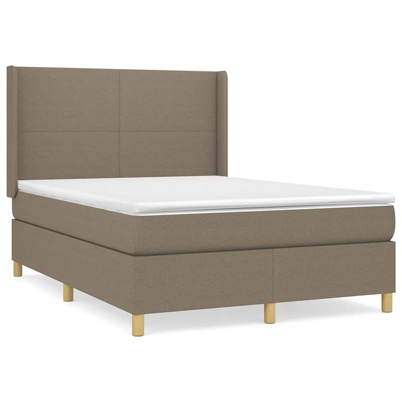 Foto van The living store boxspring met matras stof taupe 140x200 cm - bed