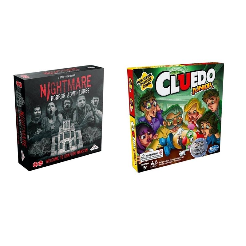 Foto van Spellenbundel - 2 stuks - nightmare horror adventures & cluedo junior