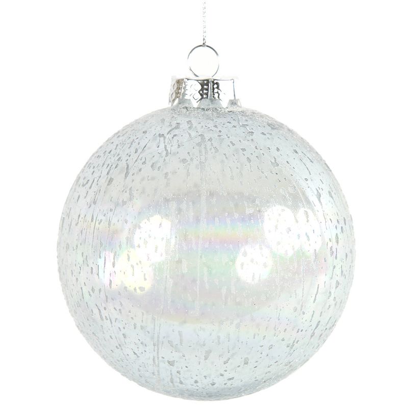 Foto van Cf label kerstbal yana 10 cm glas wit