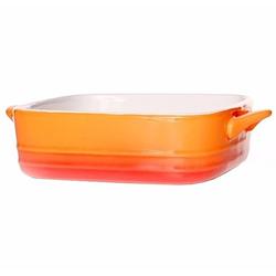 Foto van Oranje ovenschaal / braadslede - porselein - 16 x 16 cm