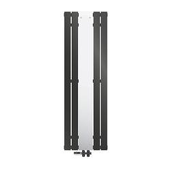 Foto van Platte badkamerradiator met spiegel en vloeraansluitset 1600x450 mm antraciet ml-design