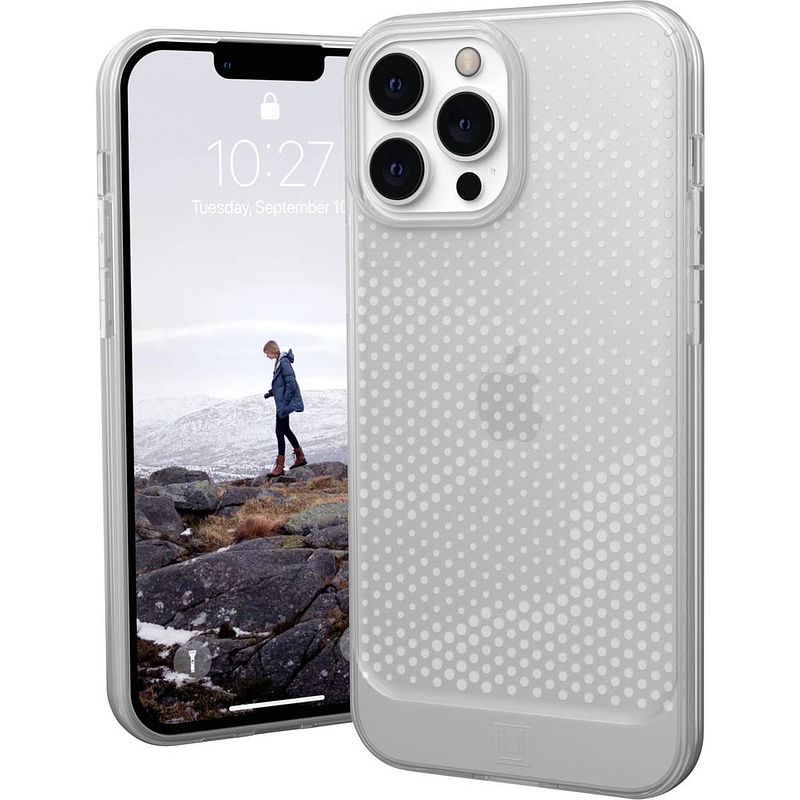 Foto van Urban armor gear lucent case backcover apple iphone 13 pro max ice, transparant