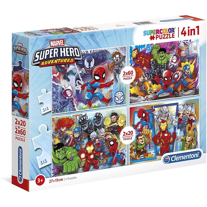 Foto van Clementoni legpuzzel 4-in-1 superhero adventures 160 stukjes