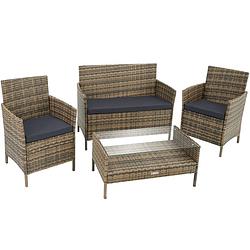 Foto van Tectake - madeira - wicker tuinset - 2 stoelen 1 zitbank - natuur - 403693