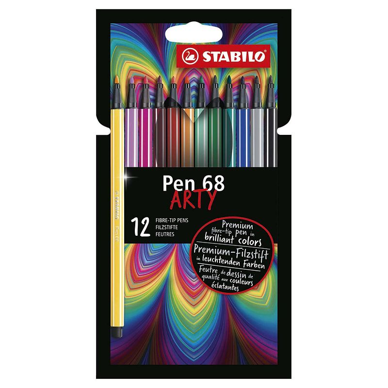 Foto van Stabilo pen 68 - premium viltstift - arty etui 12 verschillende kleuren