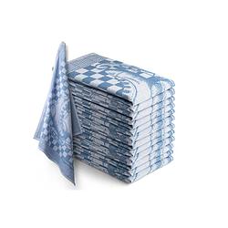 Foto van Theedoekset blok 60 x 65 cm - blauw - 12 stuks - geblokt - blokdoeken - 100% katoen - horeca - schaatsen